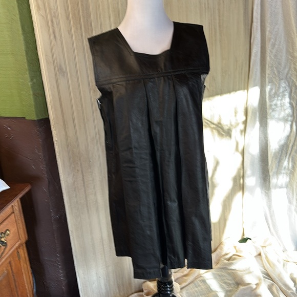 Pleated Genuine Leather Mini Dress, British GameBirds, Medium, EUC, Black - Picture 9 of 14